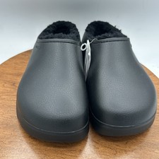 Crocs Dylan Platform Lined Clogs Womens 9 Black Fur Slip On Mule Shoes NWT