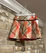 Janie and Jack Carriage House Coral Pleated Plaid Skirt Lined Girl  s Size 7