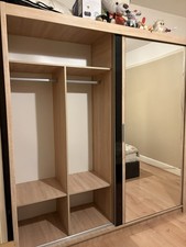 Oak colour large wardrobe sliding doors in very good condition 