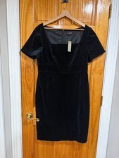J.Crew Black Velvet Dress Womens Size 12 Square Neck Short Sleeve NWT