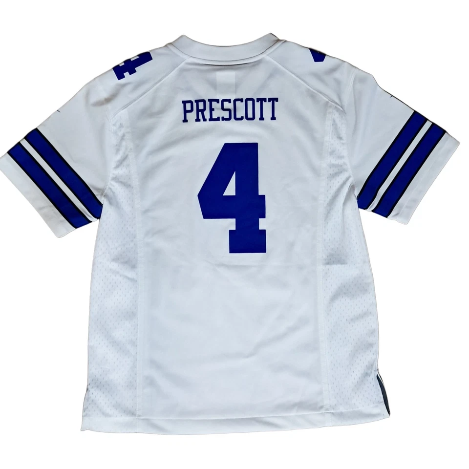 Dallas Cowboys Dak Prescott #4 Nike On-Field NFL Jersey Youth L White Blue - Image 2 of 4