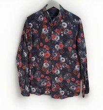 Ted Baker Shirt Men's Black Floral 100 Cotton Long Sleeve Button Up Size 5