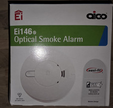 AICO Ei146E MAINS OPTICAL SMOKE ALARM DETECTOR BATTERY BACK UP C/W BASE