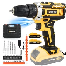 20V Cordless Electric Drill Set w/ Batteries 3/8-Inch Chuck Driver Bits and Tool