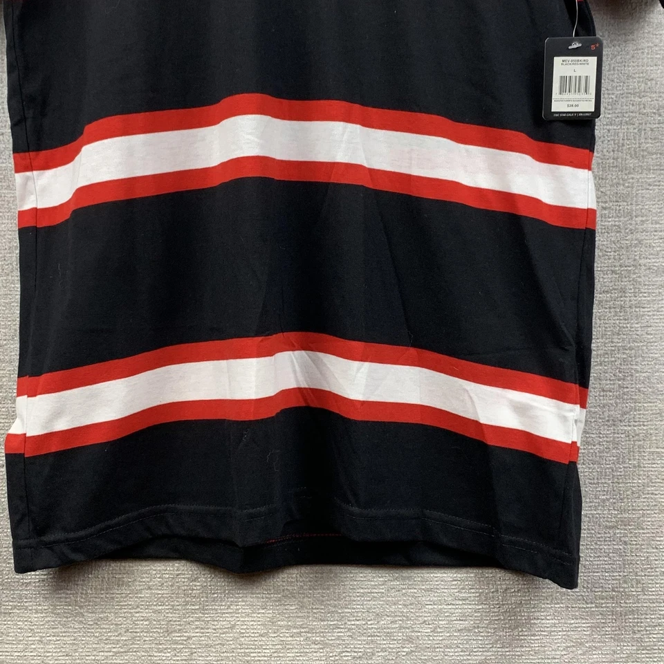 Galaxy By Harvic Shirt Mens Large Black Red White Striped V Neck Short Sleeve T - Image 3 of 4