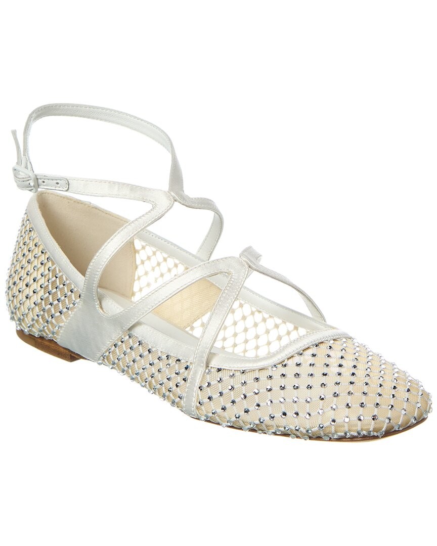 Jimmy Choo Astoria Leather-Trim Flat Womens White 365 89590₽
