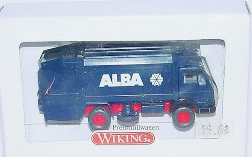 Camión de basura prensado Wiking 6410124 escala HO Pressmullwagen (MB) ALBA Navy | Zustand: New