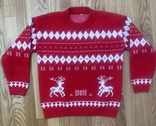 Red Fairaisle Girls Sweater Christmas 150 cm Large