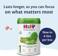 HiPP Organic 1 First Infant Baby Milk Powder Formula, From Birth 800 g x 6 pack
