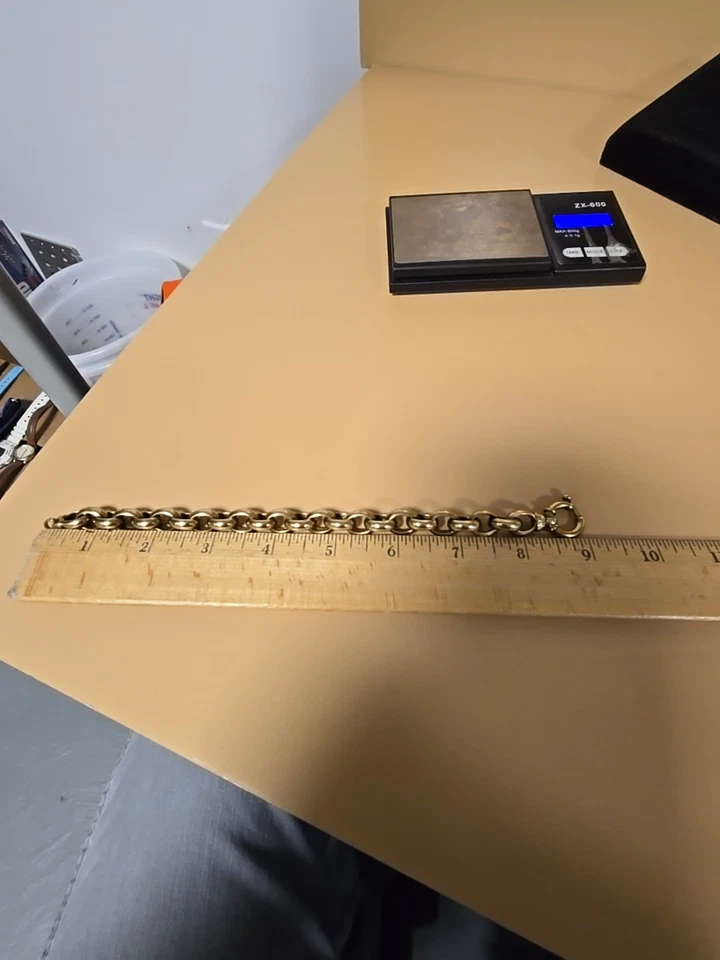 Chunky Sterling Silver Veronese Italy 925 Belcher Link Bracelet 28.3 g 9". - Image 4 of 4