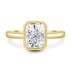 2 Ct VVS1 White D Radiant Cut Moissanite Engagement Solitaire Silver Ring Size 7