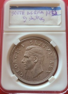 1952 SOUTH AFRICA George VI 300th Cape Town Silver 5 Shillings Coin KM#41