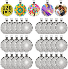 120Pcs Pendant Trays Alloy Tray Charms Round Bezel Trays for Jewelry Making