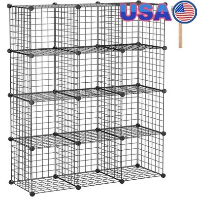 Multifunctional Metal Cube Storage Rack Modular Organizer Home W/ 12 Shelves New