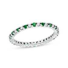 0.55cttw Emerald/Ruby/Sapphire and Diamond Eternity Band in 14k White Gold