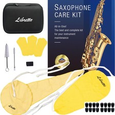 Alto Saxophone Cleaning Kit with Microfiber Swabs Brushes - 22 Pieces