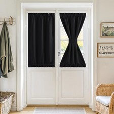 RYB HOME 100 Blackout French Door Curtain for 26W x 40L Pack of 1 , Black
