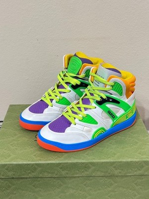 Gucci Women Basket Dametra High Top Sneaker Green White Purple