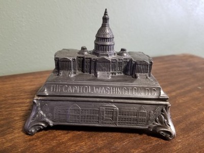Jennings Brothers Silver Plated Trinket Box Washington DC Capital Building #1745