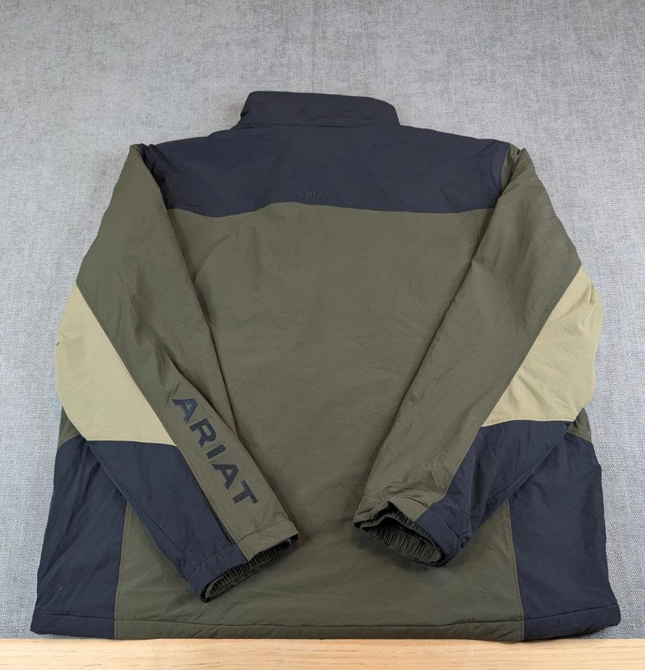 NWT Ariat Jacket Mens XXL Black Green Pioneer Stretch Shell Puffer Performance - Image 3 of 4