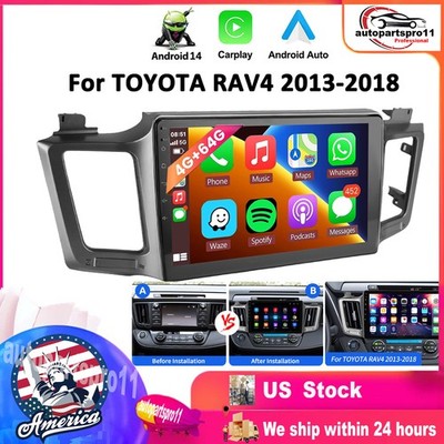 4+64GB Android Apple Carplay Car Stereo Radio GPS Fit Toyota RAV4 w/ CANBUS BOX
