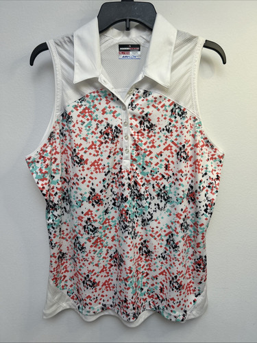 Woman’s Grand Slam Polo, White Graphic, Collared, Sleeveless Pullover Shirt, XL