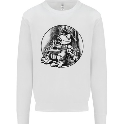 A Relaxter Frosch Spielen Der Gitarre Gitarrist Kinder Sweatshirt Pullover