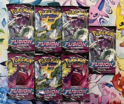 Pokemon Fusion Strike Factory Sealed Booster Pack Lot Of 7
