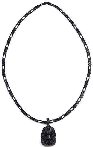 Pharaoh Necklace Egyptian New Pendant With 24 Inch 5mm Figaro Style King Tut - Picture 14 of 17