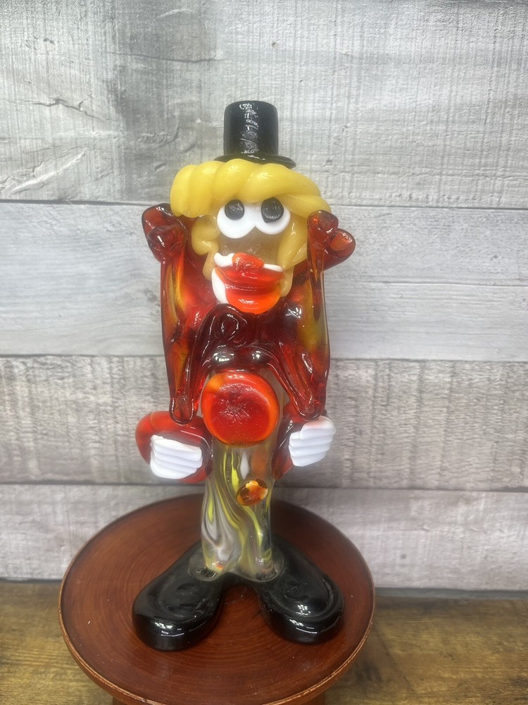 Vintage Murano Glass Clown Hand Blown Art Glass Made In Italy