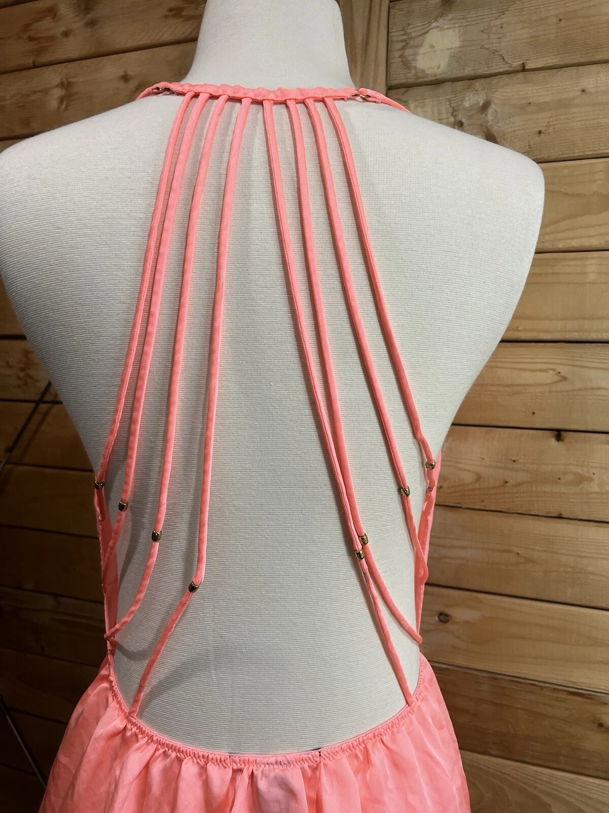 UNDERCOVER Victorias Secret abito slip corallo molto sexy lingerie spalline schiena perline taglia S