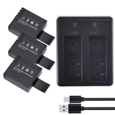 3x Li-Ion 3.7v 900mah Battery +Charger for SJCAM SJ5000X Sport Cam A8 W7 SportHD
