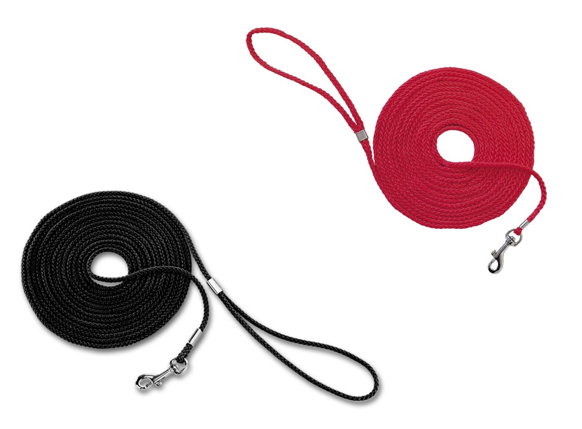 Fährtenleine 5 10 15 m schwarz rot Schleppleine Suchleine Hundeleine Katzenleine