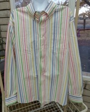 Lands End Multicolor Striped Long Sleeve Button Down Shirt, Men's Size 17 1/2