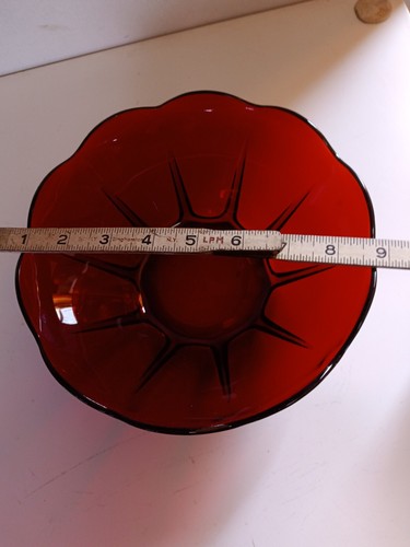 Vintage Anchor Hocking Royal Ruby Red Fruit Bowl Serving Bowl Display Bowl - Picture 8 of 8