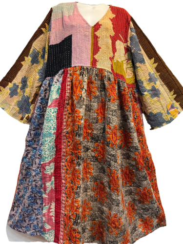 Nwt FUNKY STUFF hippy boho vintage cotton kantha reversible DRESS 1X Free shipp