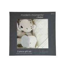 Gerber Unisex Plush Blanket,Security Blanket  Rattle,3-Piece Infant Gift Set