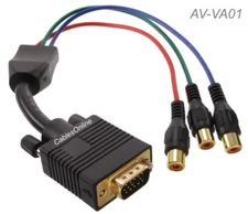 VGA Male to Component 3-RCA Female Cable for HD Projectors w/ VGA Input, AV-VA01