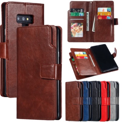 Magnetic Flip 9 Card Slots Leather Wallet Stand Case Cover For Samsung Galaxy 