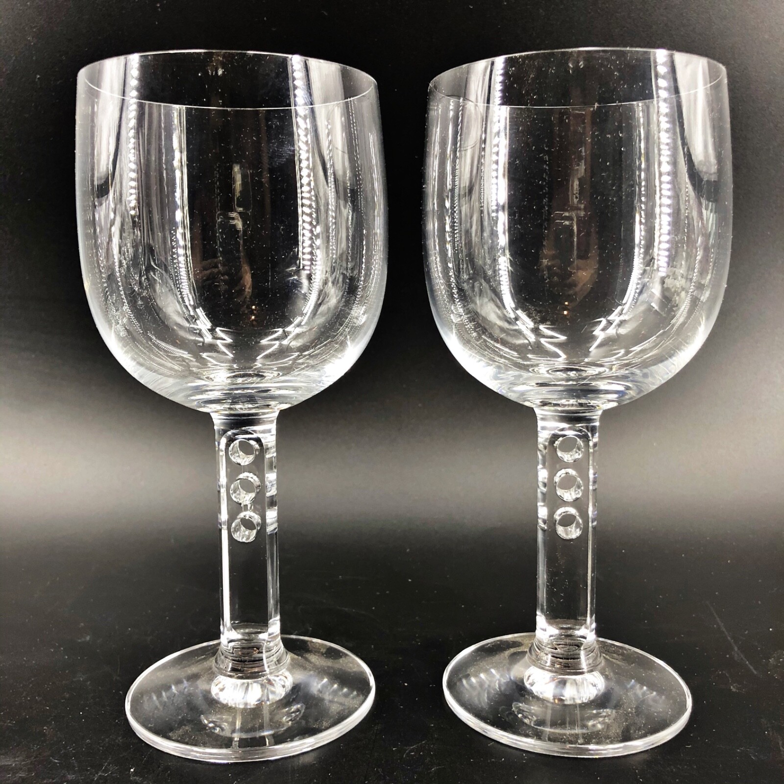 Set of 2 Modern Wine Glasses with Unique Triple-Hole Stem Design