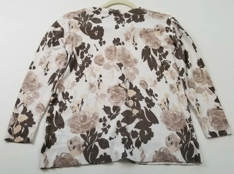 George Cardigan Sweater Women’s Small S Multicolor Floral Roses ¾ Sleeve Stretch - Image 3 of 4