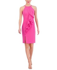 Vince Camuto Petite Ruffled Sheath Dress - Hot Pink - 6P - Defects