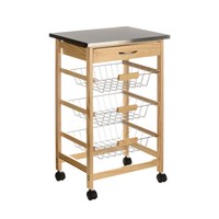 Kitchen Trolley Pinewood Stainless Steel Top Drawer 3 Wire Baskets With Wheels Kitchen Trolley Pinewood Stainless Steel Top Drawer 3 Wire Baskets With Wheels