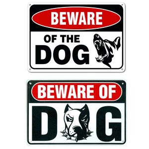 metal beware of dog sign