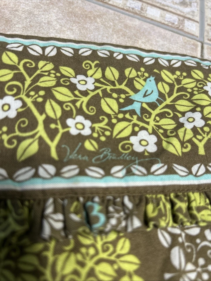 VERA BRADLEY Vntg Apron – Olive Green & Aqua Medallion Print – Retro Full Bib - Image 2 of 4