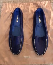 Prada Calzature Donna Leather Loafer. Blue. Size 8. EU 38.5. Excellent condition
