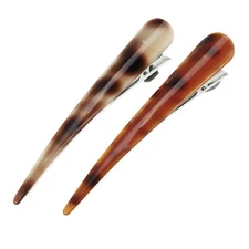 2 Pcs Long Metal Duckbill Hair Clips Crocodile Clips 5.31"x0.83" Red Coffee