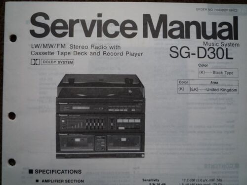 PANASONIC SG-D30L Stereo Music Centre unit Service manual wiring parts diagram - Picture 1 of 3