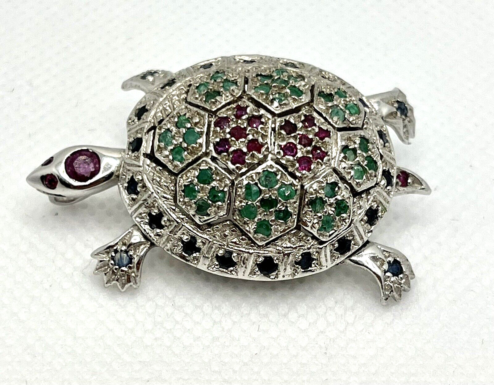ND Signed 925 Sterling Silver Ruby Emerald Sapphi… - image 2