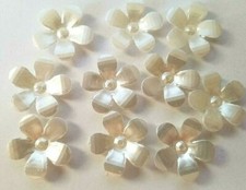 CraftbuddyUS 50pcs 3cm Cream Acrylic Flower Stick On or Sew On Topper, DIY